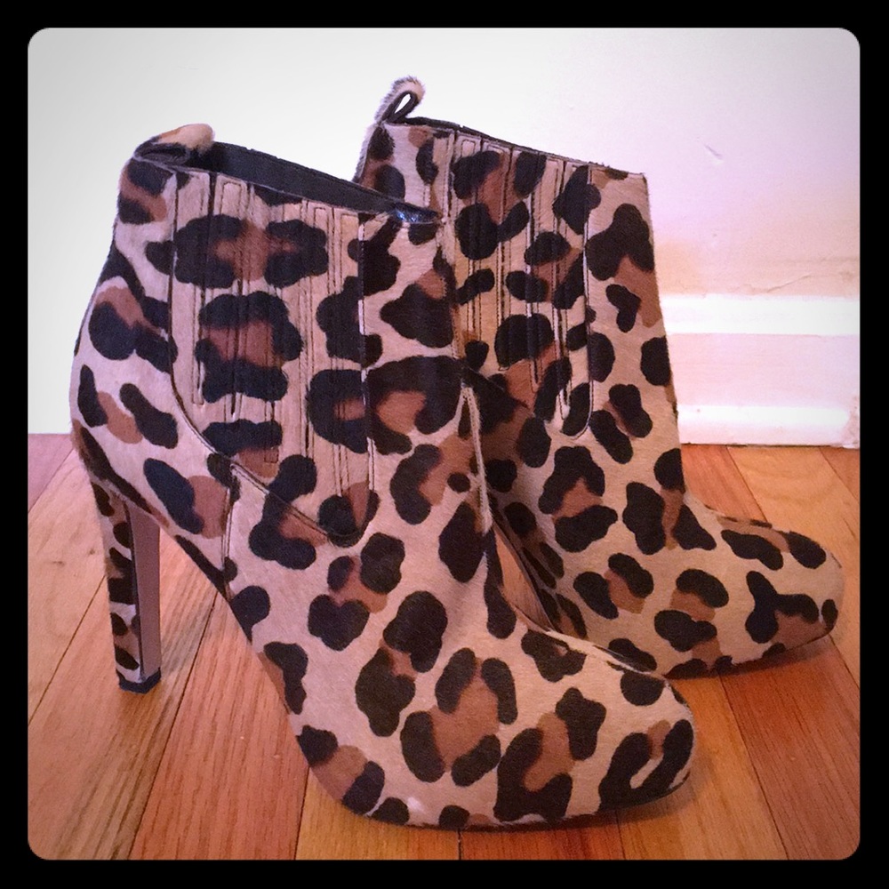 Brian Atwood Leopard Hair On Ankle Boots
